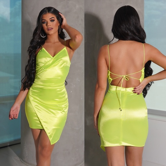 neon yellow mini dress